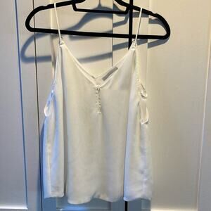Black Tape White Double V Layered Spaghetti Strap Tank Size M